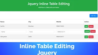 Inline Table Editing using jQuery jQuery tutorial jQuery tutorial for beginners