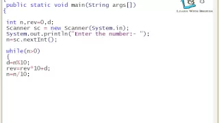 22 Program to Reverse Number in java