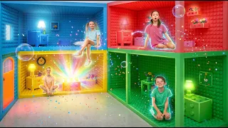 تحدي غرف ليغو الأربع الملونة! الروبوت يهرب! 🌈🤖