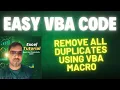 How to remove all duplicates using vba code in excel