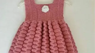 طريقة عمل فستان تريكو بكسرات مجسمة Knitting 