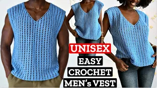 Unisex Shell Stitch Crochet Vest Pattern | V-Neck Sweater Vest Tutorial