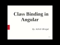 Angular Data Binding Class Binding in Angular framework in detail