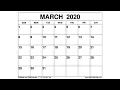 Free Printable March 2020 Calendar - Wiki-Calendar Com