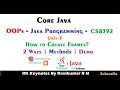 Unit 5 - 02 How to Create Frames 2 Ways to Create Frames Methods Java CS8392 RK Keynotes