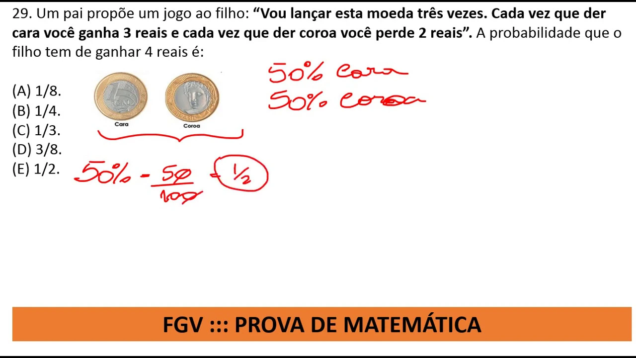 Probabilidade Prova de Matemática #FGV Concurso Polícia Militar MA Q29