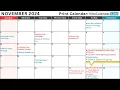 November 2024 Calendar with Holidays and Observances All