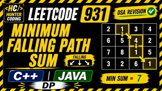 LeetCode 931 Minimum Falling Path Sum Revision C Java Solution