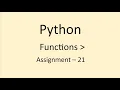 Assignment - 21 Functions Python NxtWave CCBP