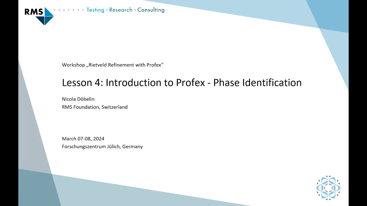 Workshop 2024 Lesson 4: Phase identification with Profex