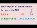 Write a Java Program To Print Even Numbers 1 to 100 Java Tutorial