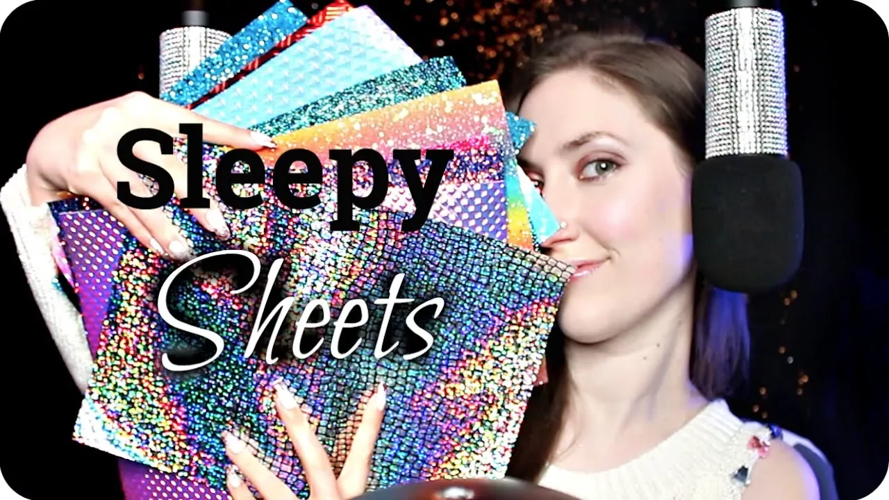 ASMR Scratching & Tapping Tingly Textured Sheets 😴 Beeswax, Vinyl, Glitter, Holo, Crystals 💎 4 Mics