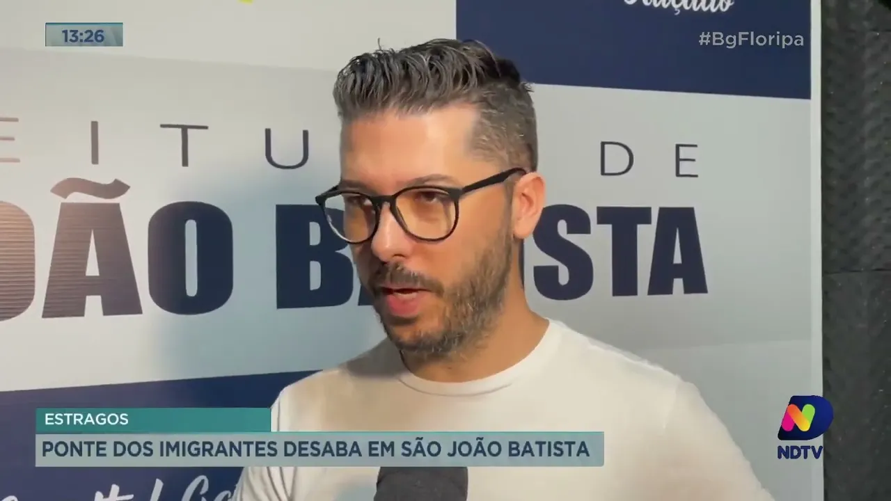 Ponte desaba em São João Batista nesta quarta-feira
