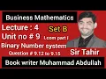 Business Mathematics I com part 1 unit 9 Binary number system Question 9 12 to 9 15 urdu Hindi