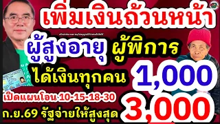 จี้รัฐถึงเวลาเพิ่มเงินเบี้ยยังชีพถ้วนหน้า ผู้สูงอายุฯ ผู้พิการ ได้เงินทุกคน 1,000 แผนโอนเงิน ก.ย.69