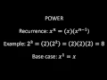 Recursive power function in Python A simple and easy to code example of recursion