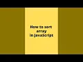 How to Sort Array in JavaScript