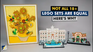 Not all 18+ LEGO sets are equal, here's why - Sunflowers vs French Café vs Trevi Fountain