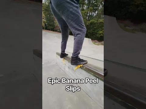 a STUNTMAN, TRICKER and SKATER slip on a banana peel.
