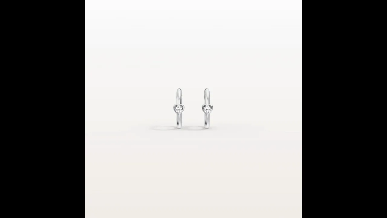 12mm Lab-Grown Diamond Heart Huggie Hoop Earrings in 14K Gold/Platinum