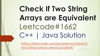 Check If Two String Arrays are Equivalent Leetcode 1662 leetcode solution