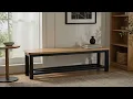 Long Wood and Black Metal Bench for a Calm Modern Entryway