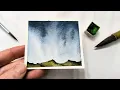 EASY WATERCOLOR stormy ominous sky landscape painting tutorial How to paint mountains for beginners