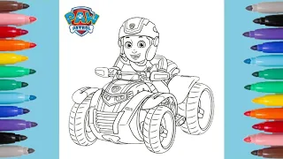 Ryder Riding his Quad Bike Coloring Pages Paw Patrol