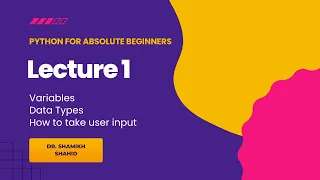 Lecture 1 Python for Beginners Variables Data Types User Input Print Function in Python