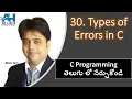 30 Different Types of Errors in C Programming C Programming in English