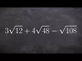 Simplifying radical expressions and then combining them