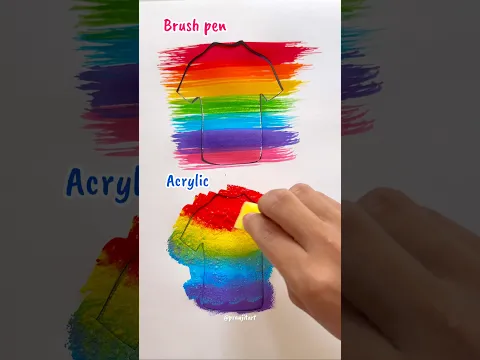 Brush pen VS Acrylic ! T-shirt Painting 👕🎨✨ #art #shorts #creativeart