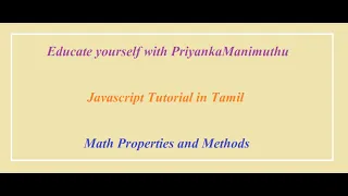 Javascript Tutorial in Tamil Part - 17 Math Object