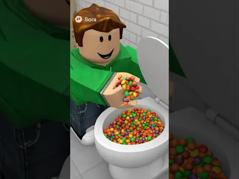 Eating Skittles in the Toilet #shorts #roblox