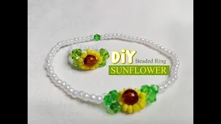 Download DIY Beaded Ring | Cara membuat cincin bunga matahari 🌻🌻🌻 MP3