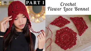 Crochet Flower Lace Bonnet Tutorial (Part I) | Chenda DIY