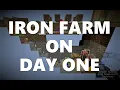 Minecraft Elegance Iron Farm on Day 1 of Survival Java 1 16