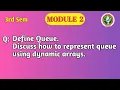VTU DSA Module 2 Queue Explained Dynamic Array Representation BCS304 Important Question