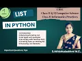List Manipulation in Python Class 12 Class 11 Computer Science Informatics Practices