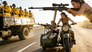 女特工騎摩托車伏擊日軍車隊，僅用一把機槍射殺百名日軍⚔️ 抗日擂台| Kung Fu