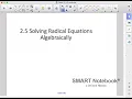 Precalculus 11 Lesson 2 5 Solving Radical Equations Algebraically
