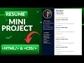Resume Mini Project using HTML CSS Build Resume Website Design for Beginners