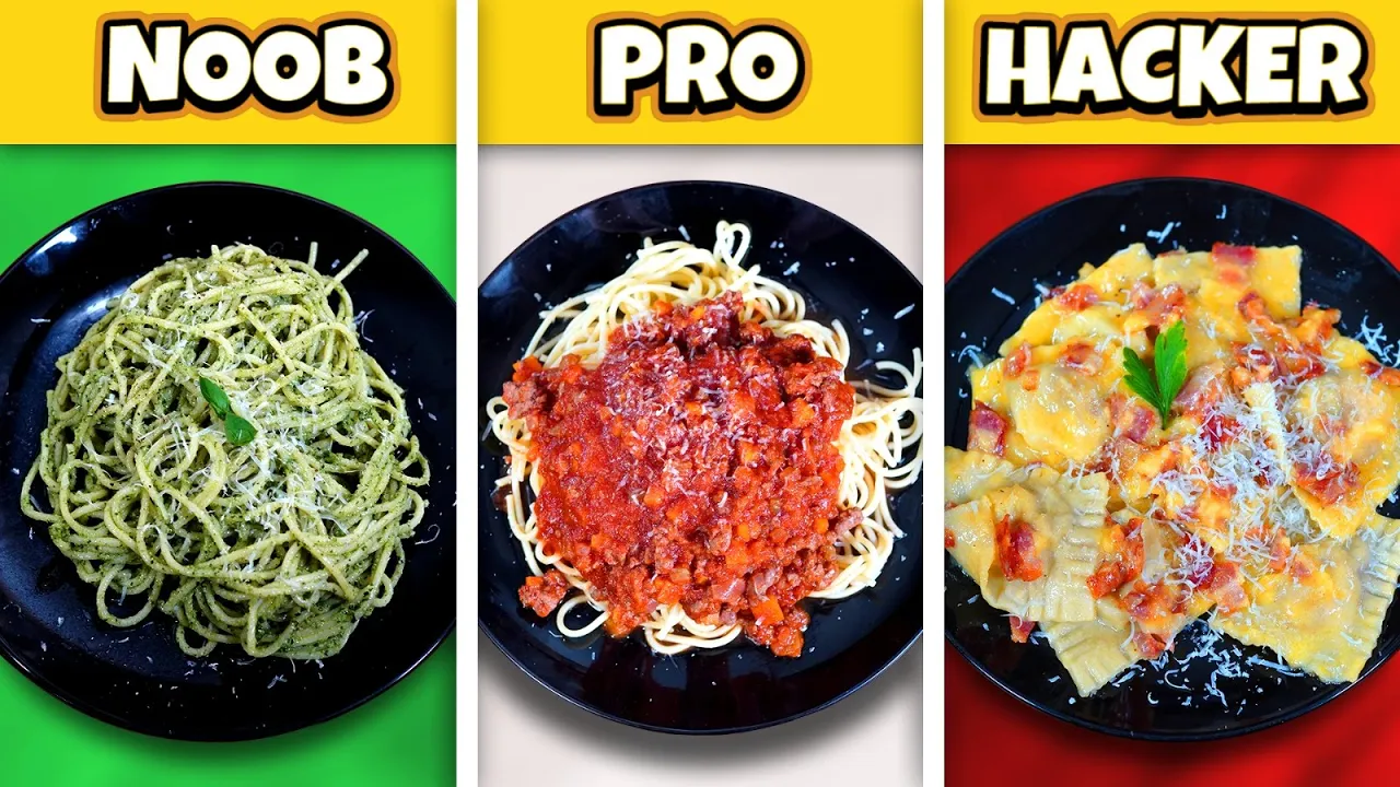 NOOB vs PRO vs HACKER ESPAGUETIS y PASTA 