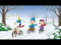 Snoopy Charlie Brown Friends Cycling in Snow Chill Lofi Ambience for Peace Focus