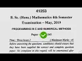 2019 Mdu BSc Math Hons 4th Sem Programming in C Question Paper