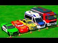 Download Lagu DACIA, MCQUEEN CAR, FORD POLICE CARS, AMBULANCE EMERGENCY TRANSPORTING WITH TRUCKS ! FS22