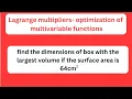 Lagrange multiplier - optimization of multivariate functions