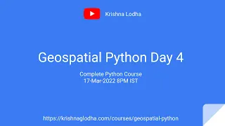 Geospatial analysis with Python Day 4 Krishna G Lodha GIS in 2022