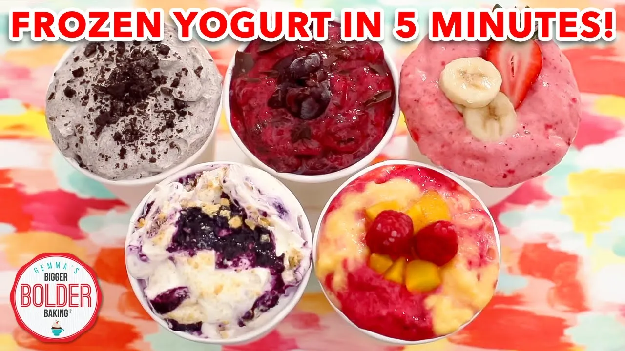 Homemade FROZEN YOGURT in 5 Minutes (No Ice Cream Machine): 5 New Flavors! Bigger Bolder Baking