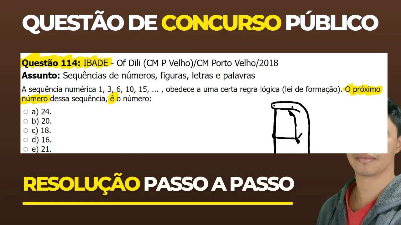 🧑‍🏫Questão 114 BANCA #IBADE 📚  Sequência Numérica♟️ Raciocínio Lógico para #concursos